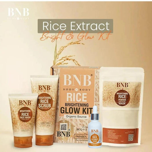 BNB Brightening Rice Extract 4-in-1 Glow Kit β Facewash, Scrub, Mask & Serum